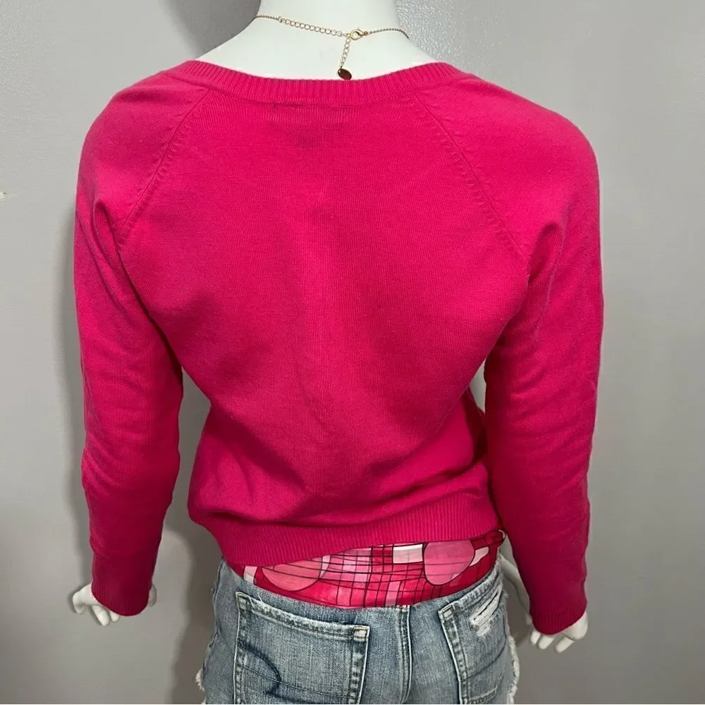 Carolyn Taylor Hot Pink Barbiecore Cardigan‎ Sweater - S